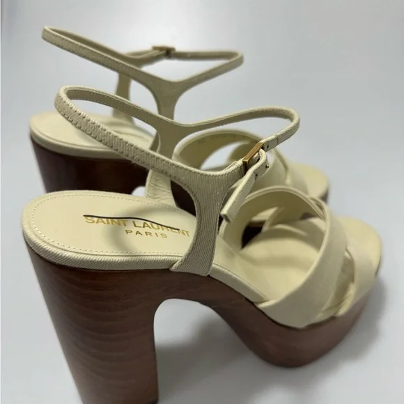 Saint Laurent Bianca Platform Sandals Beige Women’s EU 41/US 11 - Picture 5 of 7